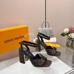 LV Women Brown Monogram Canvas Heels