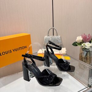LV Women Black Patent Leather Heels