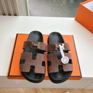 Hermes Women Brown Suede Sandals