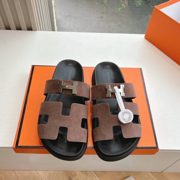 Hermes Women Brown Suede Sandals