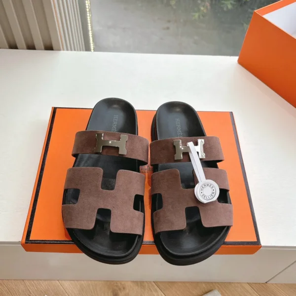 Hermes Women Brown Suede Sandals
