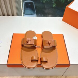 Hermes Women Tan Leather Sandals