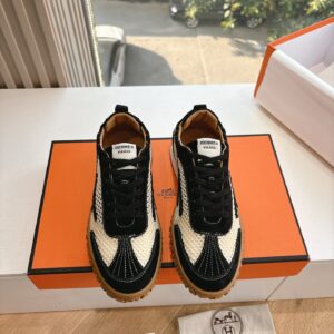 Hermes Women Black And White Mesh Sneakers