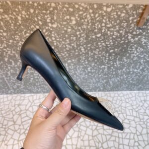 Valentino Women Black Leather Embellished Pumps