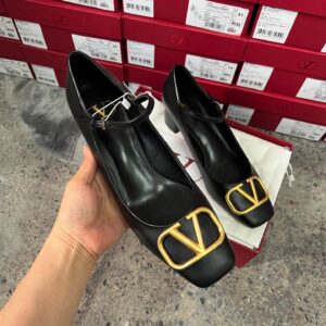 Valentino Women Black Leather Heels