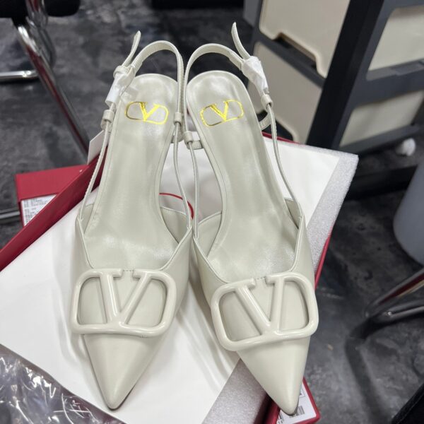 Valentino Women White Slingback Leather Pumps