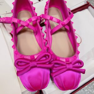 Valentino Women Pink Satin Bow Strap Flats