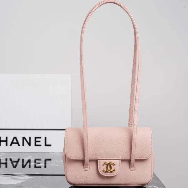 Chanel Caviar Preppy Coco Mini Flap bag in light pink color