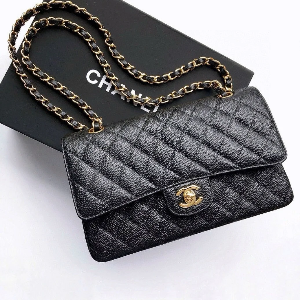 Chanel Classic Flap 25.5 Black Gold Hardware 187 factory