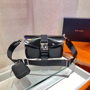 Prada Buckle Pocket Crossbody Bag Spazzolato Leather