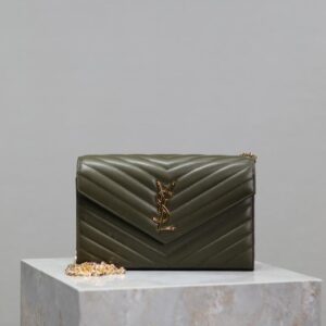 Saint Laurent chain wallet dark green