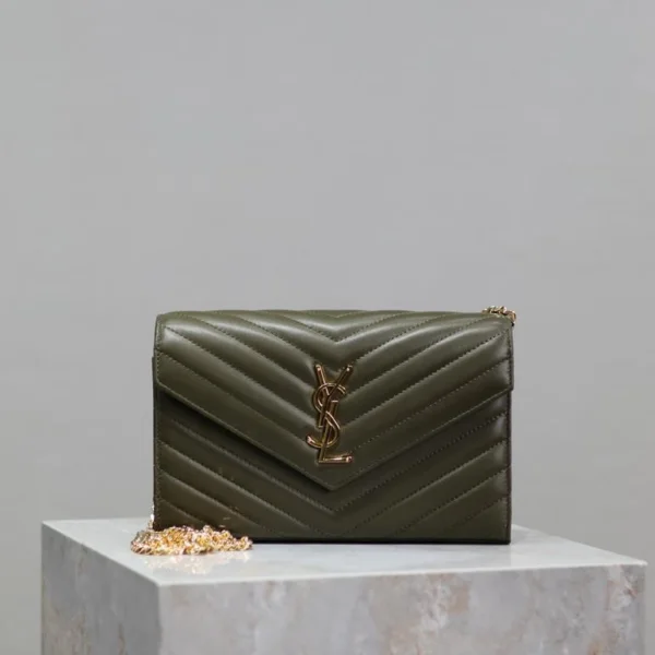 Saint Laurent chain wallet dark green
