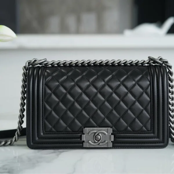 Chanel Boy Medium Black Sliver Hardware