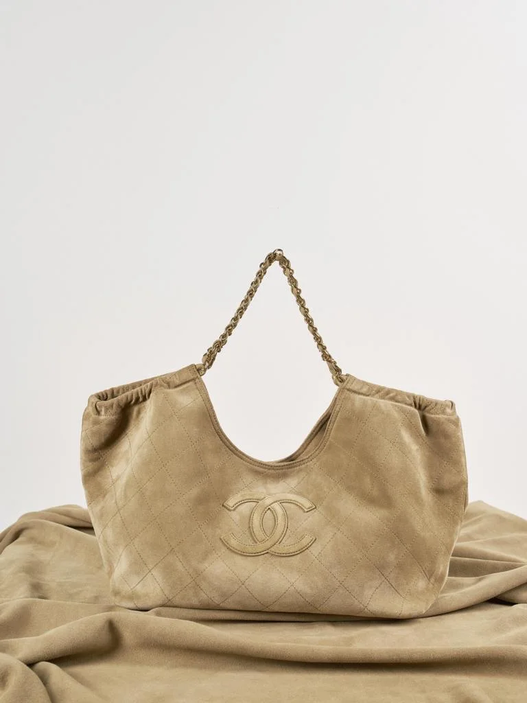 Chanel Suede Quilted Neo Cabas  Shopping Tote