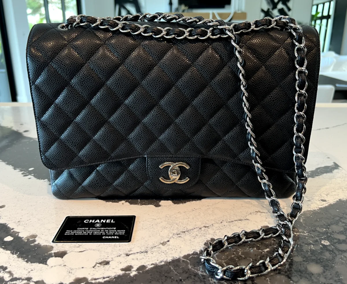 Chanel Maxi Classic Flap Jumbo Black Sliver Hardware