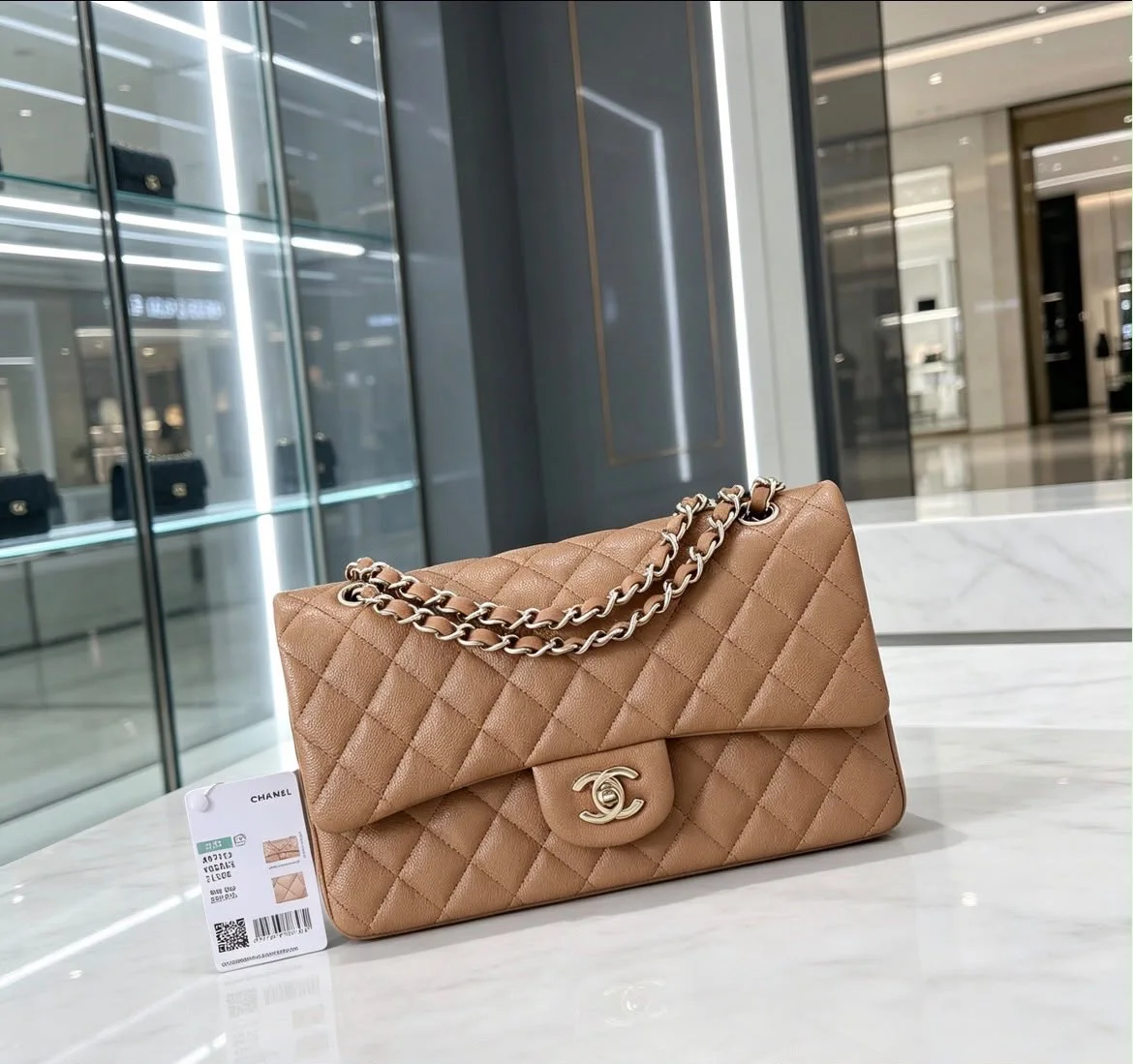Chanel Clasic Flap Medium 25 Carmel Caviar Sliver Hardware