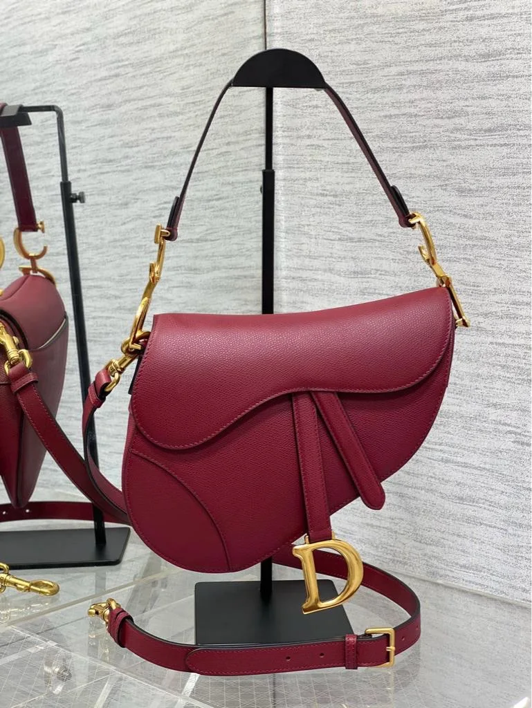Dior Saddle Bag Red Gold Hardware
