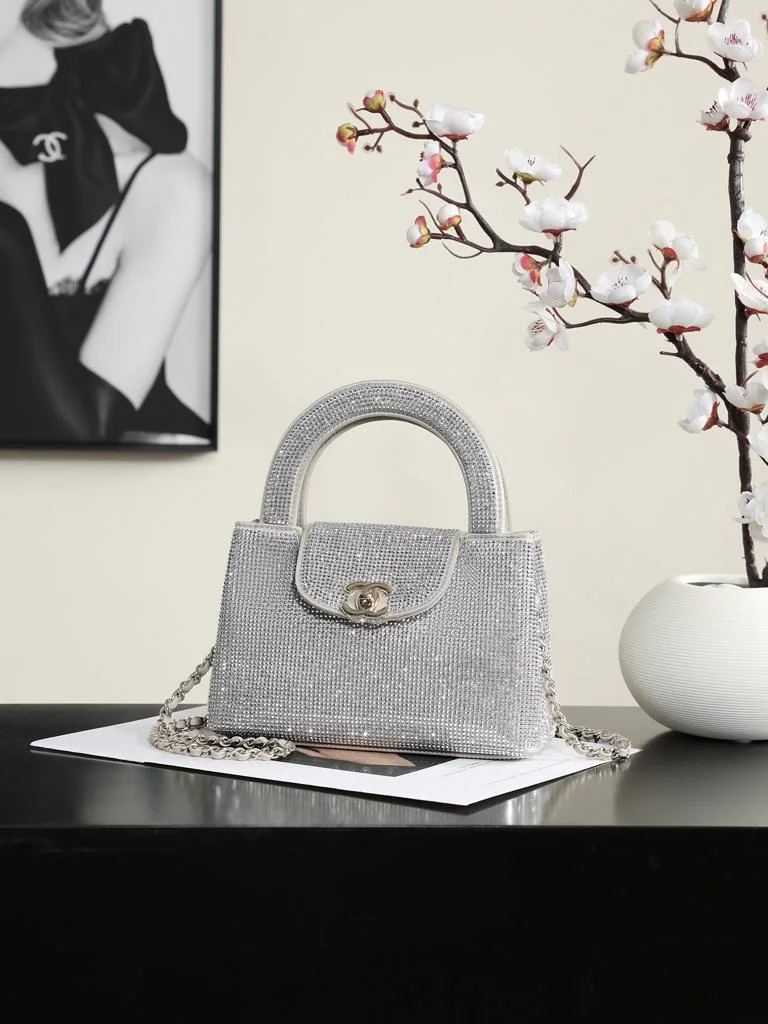 Chanel Mini Tote in Silvery Strass Gold Hardware