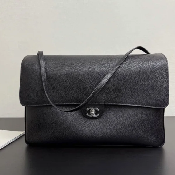 Chanel Maxi Flap 38 Black Sliver Hardware