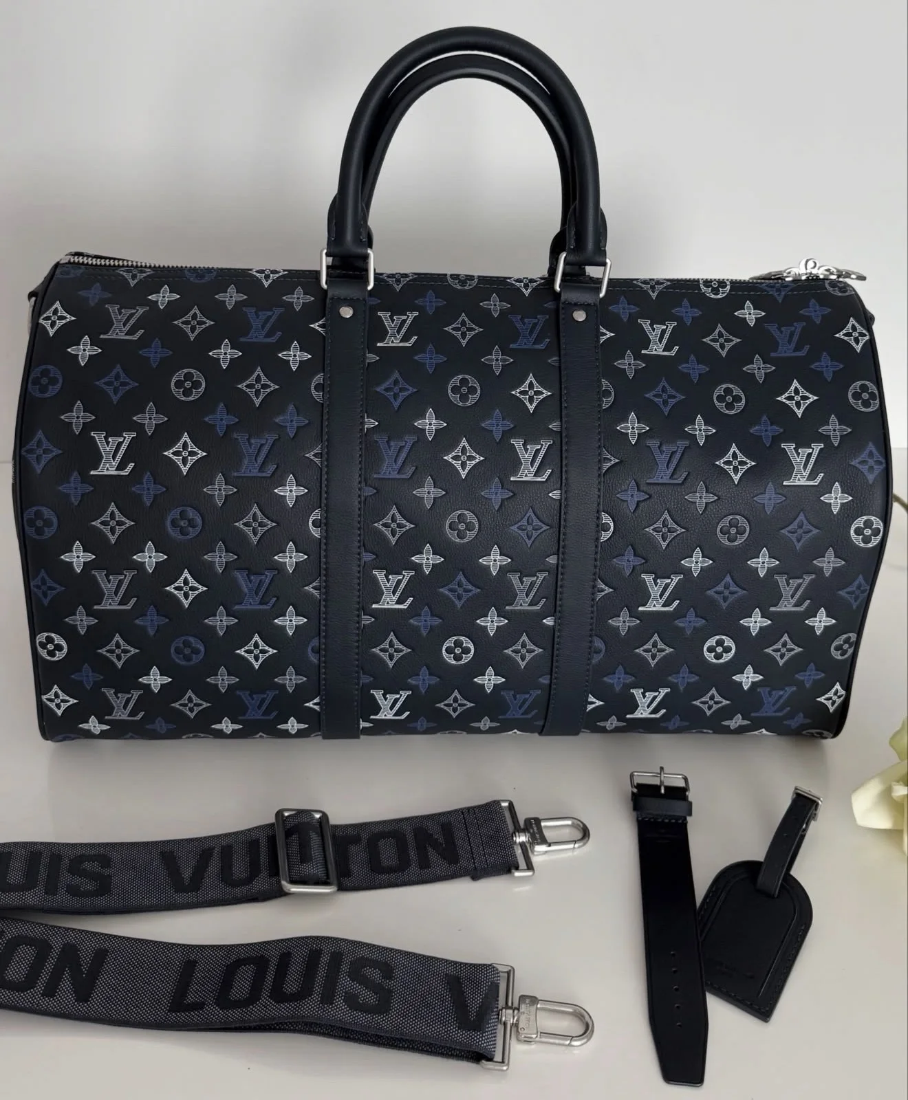 Louis Vuitton Keepall Bandoulière 50 Navy Blue Monogram